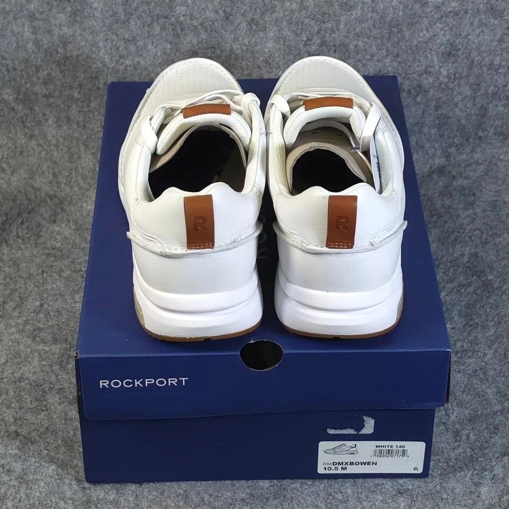 Rockport Bowen Mens White Leather Sneakers Reebok DMX Technology size 7.5 NEW